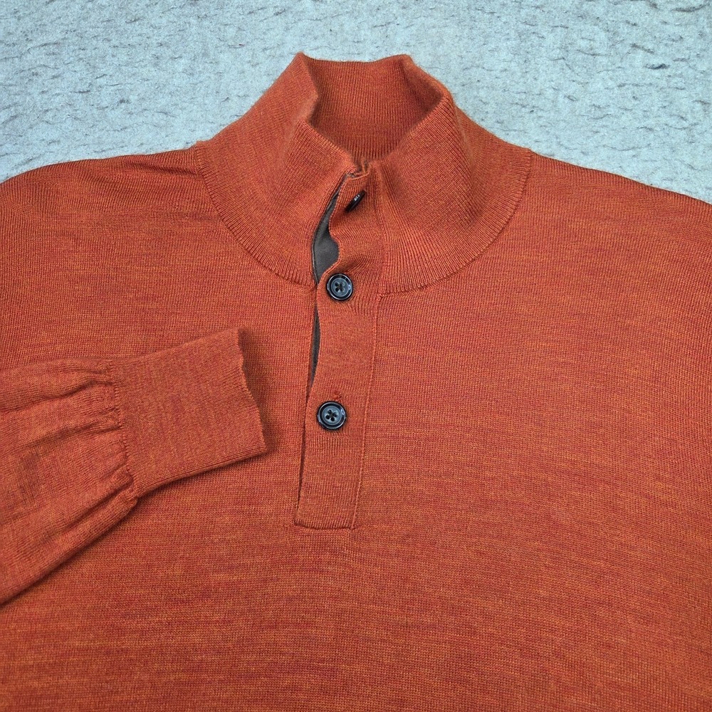 Polo Ralph Lauren Merino Wool 1/4 Button Pullover Mens L Orange Sweater